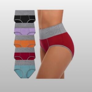 Womens High Waist Briefs Panties 5 Pack Comfort Fit Cotton Breathable Postpartum